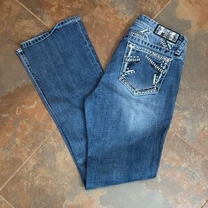 Grace in LA Dark Blue Boot Cut Jeans with Embellishments